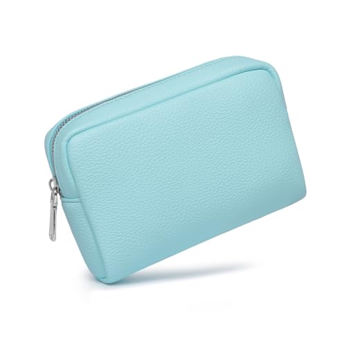 Makeup Bag for Purse Travel Cosmetic Bag (PU Clear Water Blue) - color: Clear Water Blue