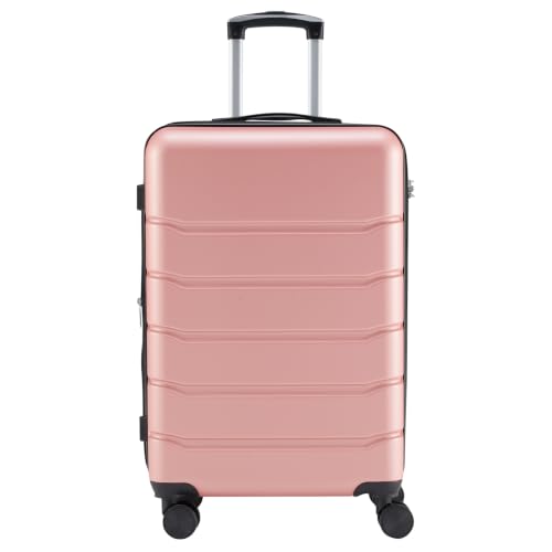 NEWBULIG 24 Inch Checked Luggage, Expandable Suitcase with Spinner Wheels - color: Pink, size: 24 Inch