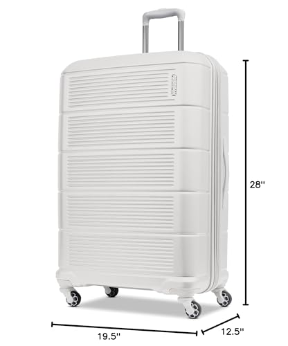 American Tourister Stratum 2.0 Expandable Hardside Luggage with Spinner Wheels, Checked-Large, White - color: White, size: 28-Inch Checked-Large