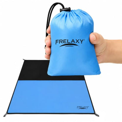 Frelaxy Pocket Picnic Blanket, Waterproof Blanket for Beach Festival - color: Blue, size: 57'' x 71''