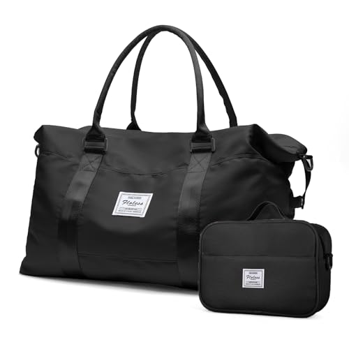 Travel Duffel Bags for Women,Carry-On Weekender Overnight Bag - color: Black, size: Extra Large