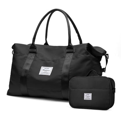 Travel Duffel Bags for Women,Carry-On Weekender Overnight Bag - color: Black, size: Extra Large