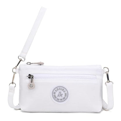 Small Wristlet Wallets for Women Nylon RFID Cross body bag - color: White