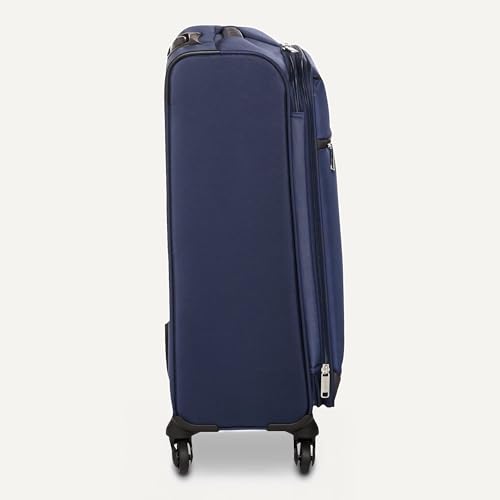 Amazon Basics 28" Large Checked Softside Expandable Suitcase with 360-Degree Multi-directional Spinner Wheels, Zippered Pockets, Telescoping Handle, Spacious, Navy Blue - color: Navy Blue, size: 28″, style: Large Checked
