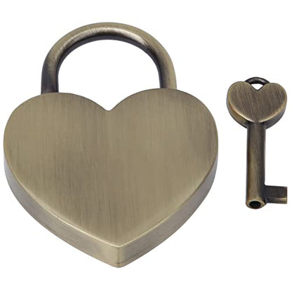 HEEPDD Heart Shaped Padlock, 1.8 x 2.3in Mini Small Padlock with Keys - color: Ancient Gold