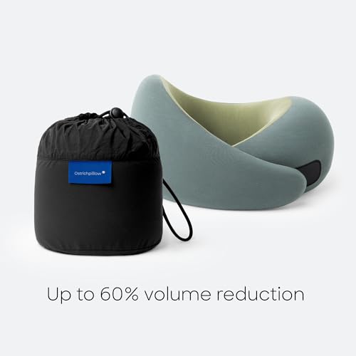 Ostrichpillow GO Travel Pillow, 360° Memory Foam Support, Soft & Washable - color: Forest Snooze