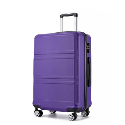 Kono 24 Inch Luggage Suitcase with Spinner Wheels TSA Lock - color: Purple, size: 24-inch Medium-checked