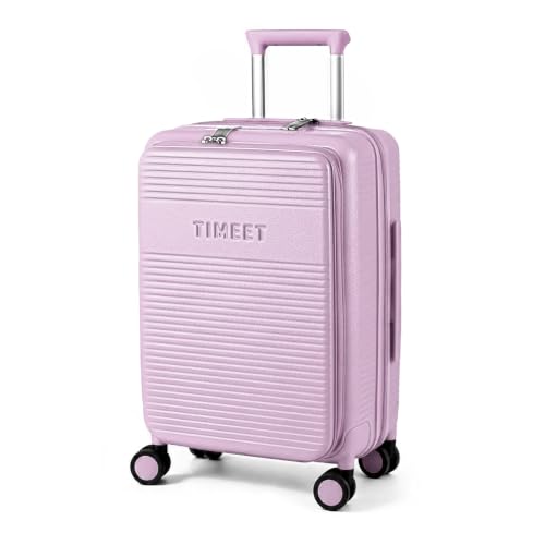 Timeet Carry On Luggage, 20 Inch Airline Approved Matte PC Hard Shell Suitcase with Front Open Compartment, TSA008 Lock, Built-in USB Charging, Lightweight Silent Spinner Wheels, Hot Pink - color: Hot Pink, size: 20 inch front open