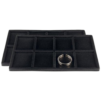The Display Guys 2-Pack 8-Compartment Jewelry Tray Insert, Black - color: Black, size: Compartments - 8
