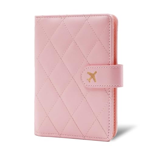 Melsbrinna Premium Leather Passport Holder Covers Case, Waterproof Rfid Blocking Travel Wallet Passport Holder with Pen Holder, Cute Passport Book for Women/Men - color: BB-LG PINK