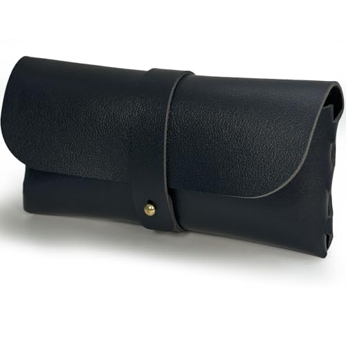 Faux Leather Glasses Pouch, Portable Bag for Sunglasses travel glasses bag - color: Black