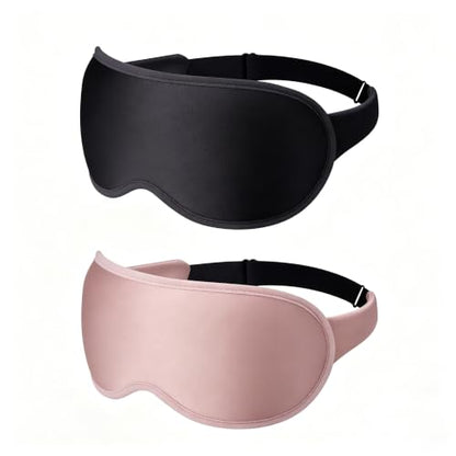 Facemoon Weighted Blackout Eye Mask 2 Pack, 3D Sleep Masks for Women & Men - color: Black-pink