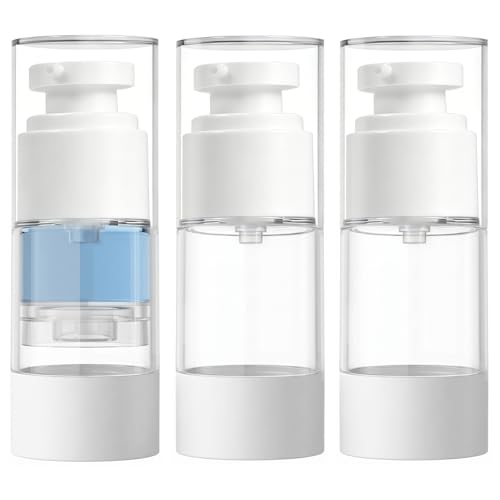 Clear Airless Pump Bottles, Vacuum Travel Cosmetic Containers - size: 15ml (3pack)
