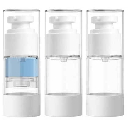 Clear Airless Pump Bottles, Vacuum Travel Cosmetic Containers - size: 15ml (3pack)
