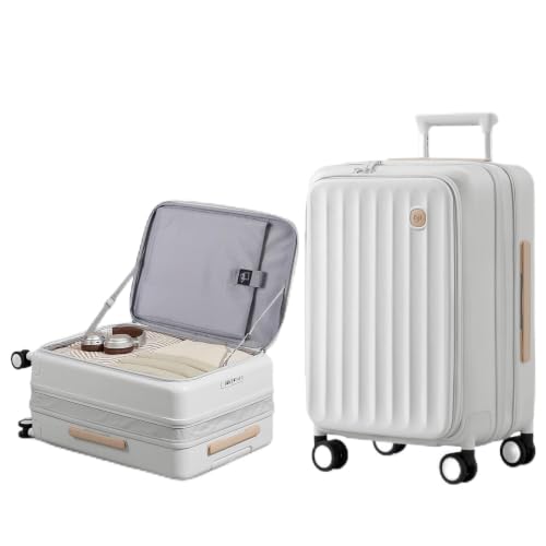 Carry on Luggage 20 Inch Expandable Top Opening Trunk Luggage with Spinner Wheels, Lightwight Hardside Carry on Suitcase with Laptop Compartment for Women Men, Warm White Apricot - color: Warm White Apricot, size: 20 inch Carry on
