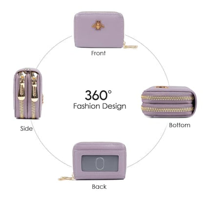 imeetu RFID Credit Card Holder, Small Card Wallet Women, Leather Card Case - color: Max - Light Purple, size: Max