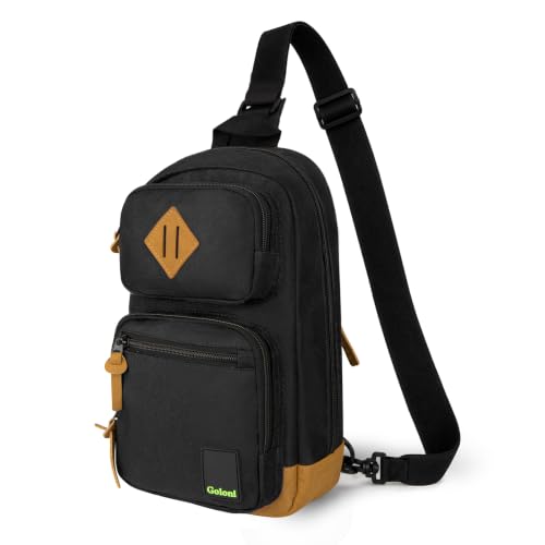 Sling Bag Crossbody Shoulder Bag for Men Women,Waterproof Lightweight Casual Daypack with Multi-Pockets - color: Black