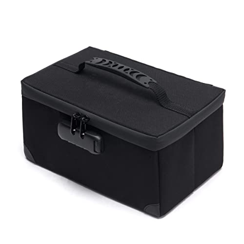 KaAutoler Portable Cosmetic Bag with Lock, Large Capacity Travel Makeup Case Organizer, Waterproof Makeup Bags for Girls Traveling With Handle and Divider Makeup Bag…(Black) - color: Black