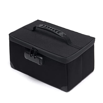 KaAutoler Portable Cosmetic Bag with Lock, Large Capacity Travel Makeup Case Organizer, Waterproof Makeup Bags for Girls Traveling With Handle and Divider Makeup Bag…(Black) - color: Black