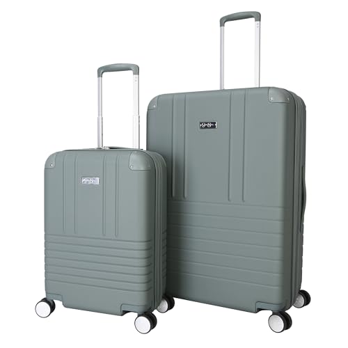 Jessica Simpson Countryside 2-Piece Set (21" & 30") Expandable 8-Wheel Spinner Large Checked Luggage Suitcase, Chinois Green - color: Chinois Green, size: 2-Piece Set
