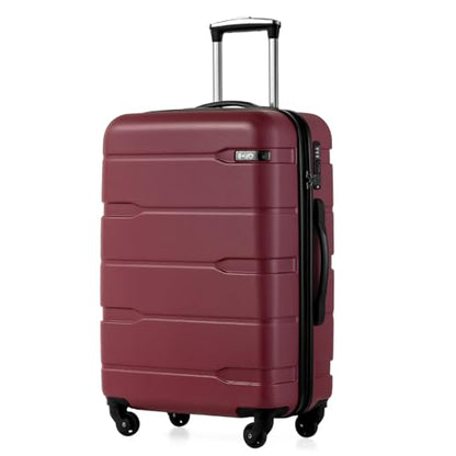 Coolife Medium Checked Luggage Hardside Suitcase with Spinner Wheels, 24in | Lightweight ABS+PC, Rolling Travel Suitcase with TSA Lock, Spinner Wheels, Durable Zipper, Radiant Pink - color: Radiant Pink., size: Medium Checked(24in)