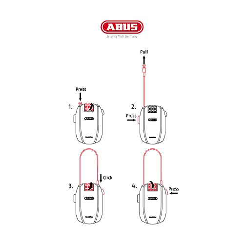 ABUS Combiflex Cable Lock - Lock for securing skis, Helmet, pram and Luggage - Trip 65-65 cm Long - 3 mm Thick - with Number Code - Blue - color: Midnight Blue, size: 65 cm