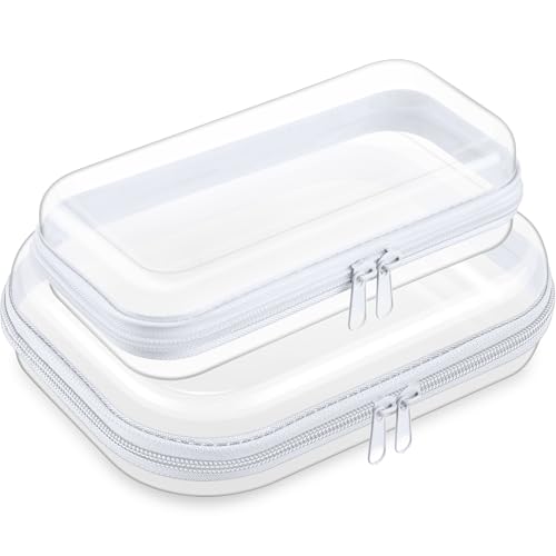 Ceenna 2 Pcs Clear Zipper Case Hard Shell Pouches,Medium + Slim Long Set - size: Medium + Slim Long Set