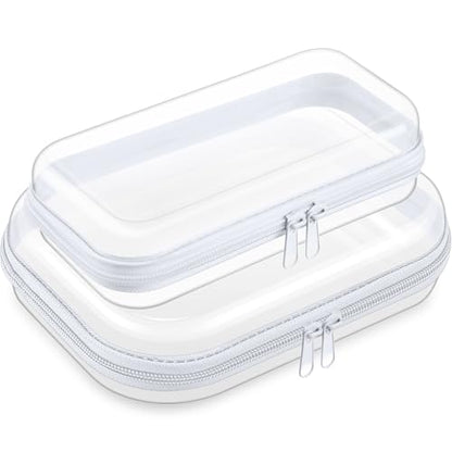 Ceenna 2 Pcs Clear Zipper Case Hard Shell Pouches,Medium + Slim Long Set - size: Medium + Slim Long Set