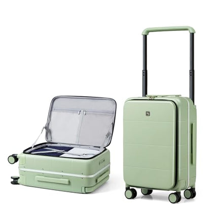 Hanke Top Opening Carry On Luggage 20 Inch Aluminum Frame Hardside Suitcase - color: Bamboo Green, size: 20 Inch