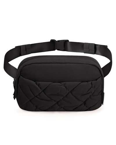 BAGSMART Puffy Fanny Packs for Women Belt Bag with Adjustable Strap - color: Black-puffy