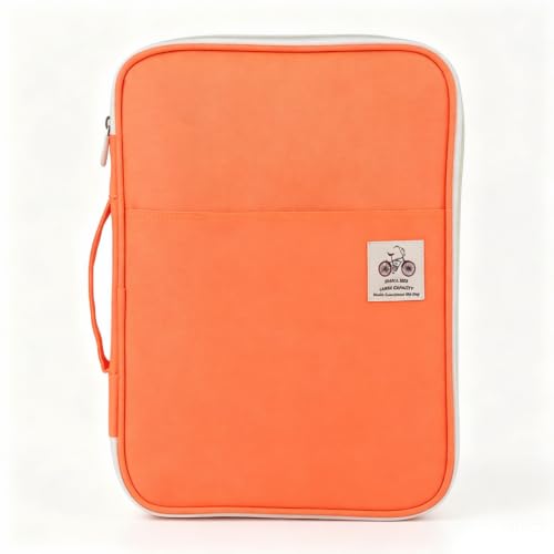 A4 Document Bags, 13.8×9.8×1.4in Multi‑Pocket File Folder Bag (Orange) - color: Orange