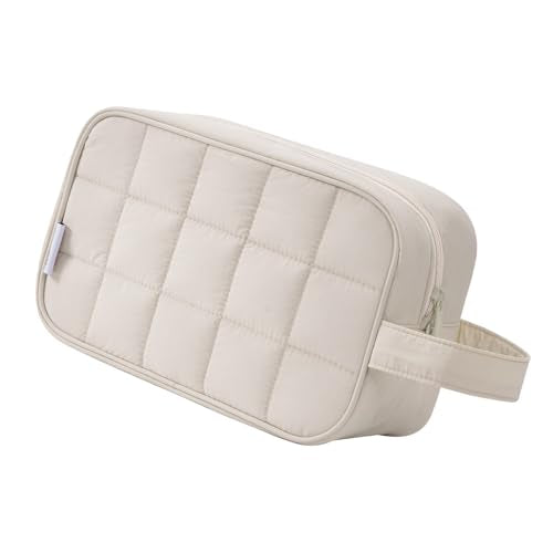 Narwey Quilted Travel Toiletry Bag for Women, Bathroom, Medicine Bag - color: Y-Beige