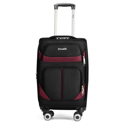 24'' Luggage,Softside Suitcase,w/LOCK,Expandable 15% - color: Black-Burgundy, size: Checked-Medium 24-Inch