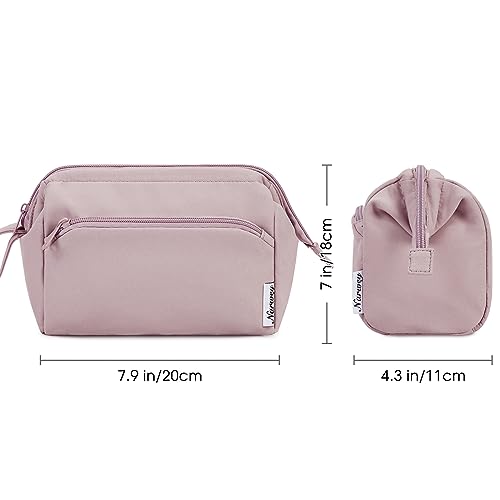Narwey Travel Makeup Bag Toiletry Bag, Wide Open Cosmetic Bag for Women - color: A-Dusty Rose, size: Small