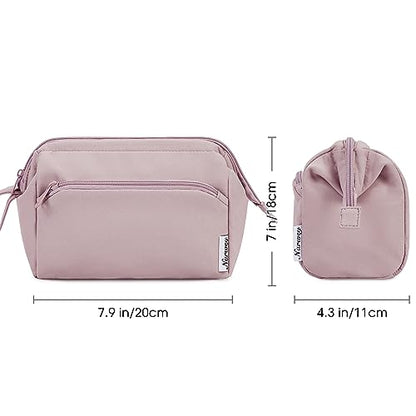 Narwey Travel Makeup Bag Toiletry Bag, Wide Open Cosmetic Bag for Women - color: A-Dusty Rose, size: Small