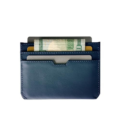 Vaultskin MOORGATE Slim Top-Grain Leather Credit Card Holder, RFID Wallet - color: Royal Blue