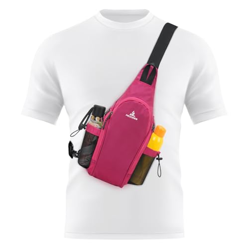 Peicees Small Sling Bag Backpack Crossbody Gym Bag Chest Daypack, Rose - color: Rose