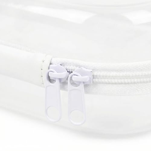 Clear Hard Shell Travel Case with Zipper, Portable Plastic Organizing Pouch, Black Trim, Transparent Storage Container (White) - color: White