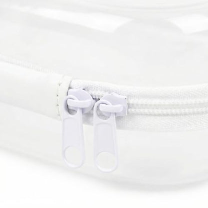 Clear Hard Shell Travel Case with Zipper, Portable Plastic Organizing Pouch, Black Trim, Transparent Storage Container (White) - color: White