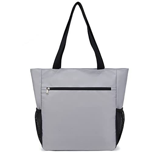 ETidy Large Capacity Foldable Tote Bag With Zipper - color: Light Grey