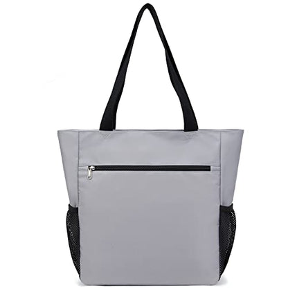 ETidy Large Capacity Foldable Tote Bag With Zipper - color: Light Grey