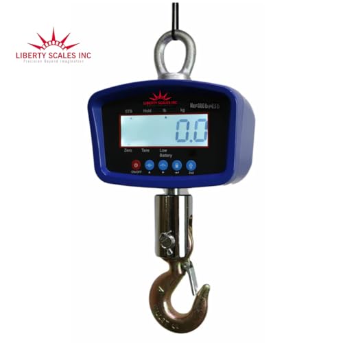 Liberty LS-924 Digital Hanging Crane Scale – 1000 lb x 0.2 lb Capacity – Suitcase Weight Scales for Travel, Medium General Purpose Weight Scales – Industrial Hanging Scale with LCD Display - style: 1000 lb x 0.2 lb