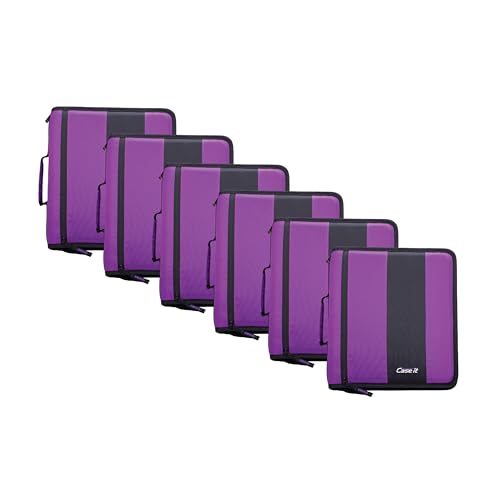 Case-it School Zipper Binder | 2" O-Rings | 350-Sheet | D-251 Deep Purple - color: Deep Purple, size: 6 Pack
