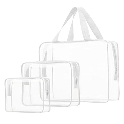3pcs Crystal Clear Cosmetic Bags TSA Approved Travel Makeup Toiletry Bag - color: 3pcs White-1 large, 1 medium, 1 small, size: 1 large, 1 medium, 1 small