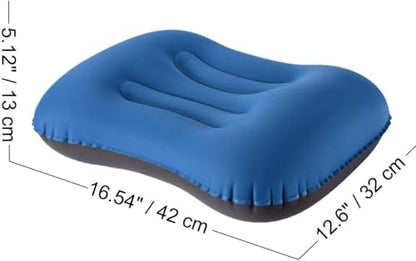 Inflatable Camping Travel Pillow，Compressible, Compact, Comfortable, Ergonomic Inflating Pillows for Neck & Lumbar Support While Camp, Hiking, Backpacking - color: Blue