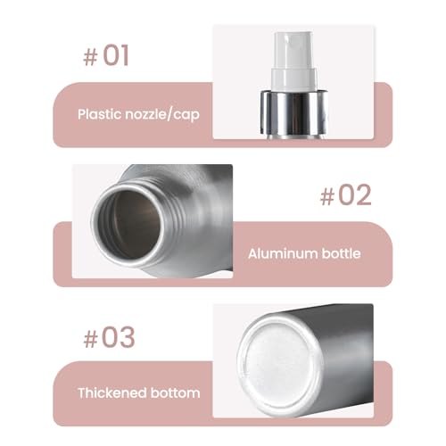 Lisapack 3.4 oz Metal Spray Bottle (3 Pack), Small Travel Aluminum Mister - size: 100ml