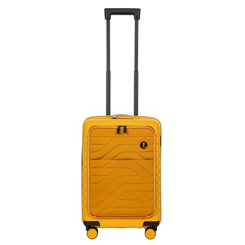 Bric's B|Y Ulisse Carry-On Luggage with Spinner Wheels – Airline Approved Hard Shell Suitcase, TSA Combination Lock & USB Port - Removeable Wash Bag Included - 21 Inch with Front Pocket, Mango - color: Mango, size: Carry-on with front pocket