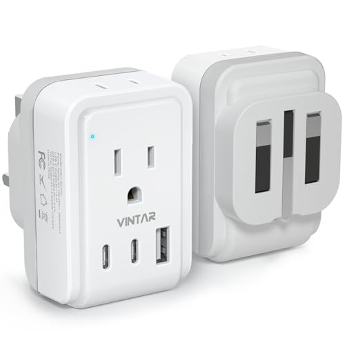 VINTAR 1 Pack Type G Adapter for Travel, 5 in 1 Foldable UK Power Adaptor - style: Type G - UK Ireland