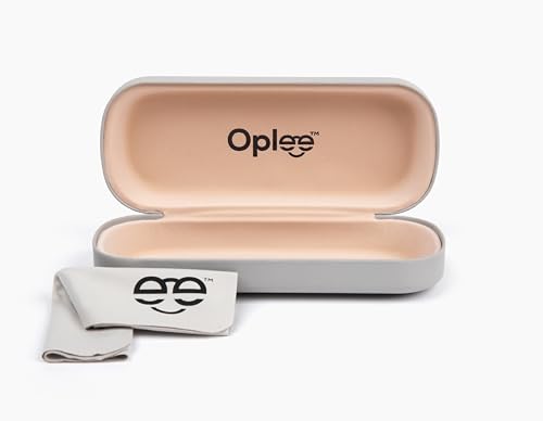 Oplee™ Hard Shell Eyeglass Case with Grey Microfiber Cloth - color: Grey