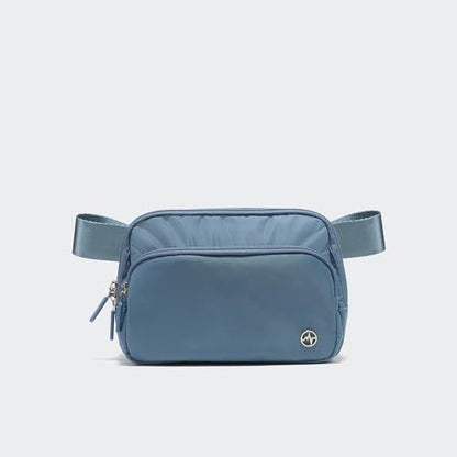 Pander Nylon Crossbody Belt Bag with Excess Strap Keepers, 6-Pocket Adjustable Sling Fanny Pack for Travel and Everyday Carry, Blue - color: Blue